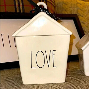 Rae Dunn “LOVE” 2 piece White Cookie Jar Container Valentine’s Day